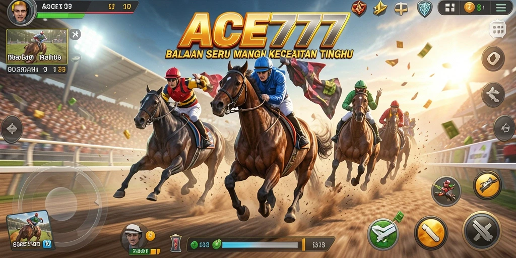 Tampilan gameplay ACE777 yang mendebarkan dan penuh aksi balapan.