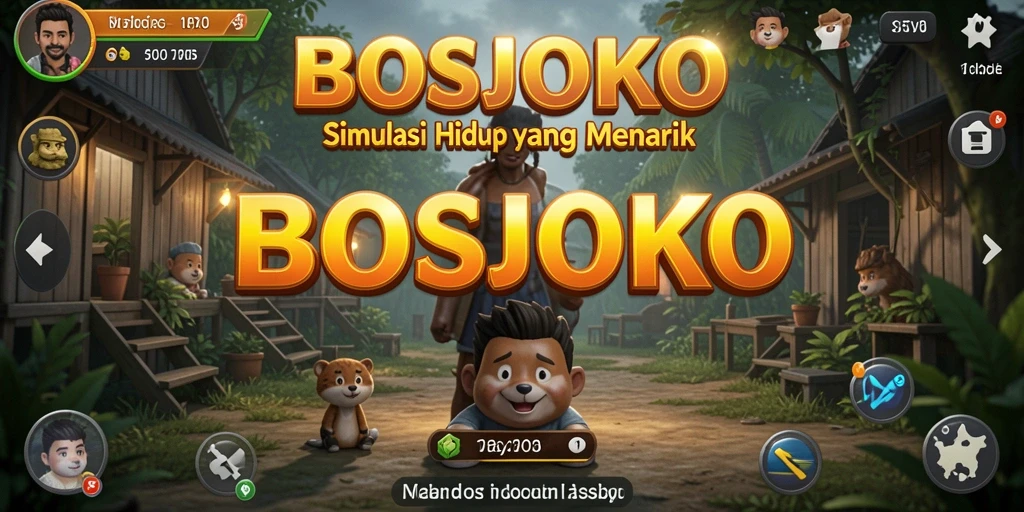 Screenshot gameplay BOSJOKO yang menunjukkan simulasi kehidupan yang realistis.