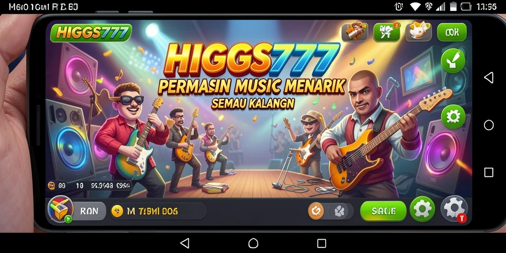 Tampilan gameplay HIGGS777 menunjukkan aksi permainan musik yang seru.
