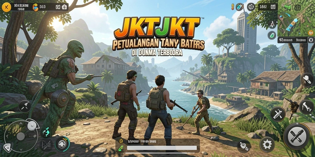 Tangkapan layar gameplay <strong>JKTJKT</strong> menampilkan petualangan seru di dunia terbuka.