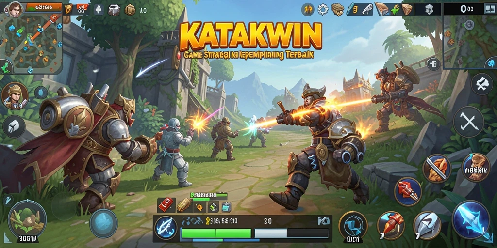 Screenshot gameplay KATAKWIN menampilkan strategi dan pembangunan kerajaan yang mendalam.