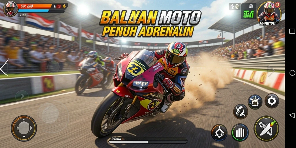 Gameplay seru balapan motor di MAWARTOTO, penuh aksi dan kecepatan.