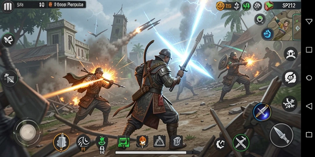 Screenshot menampilkan pertempuran epik dalam game SLG.